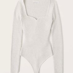 Long-Sleeve Sweetheart Sweater Bodysuit In Cream Color. Never Been Worn And Tag Attached! Stock Image Color Looks Different Than Actual. Very Creamy And Luxurious Material! Smart Casual Dress, Capsule Wardrobe Work, Rib Stitch, Spring Capsule Wardrobe, Traje Casual, Work Wardrobe, Sweater Knit, Mode Style