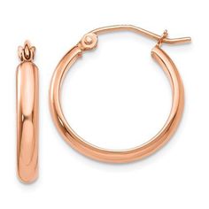 14K Rose Gold Classic Round Hoop Earrings 18mm x 2.75mm Rose Gold Flats, Tube Hoop Earrings, Rose Gold Hoop Earrings, Bow Jewelry, Gold Polish, Rose Earrings, Fine Jewelry Gift, Gold Hoops, Fine Jewellery Earrings