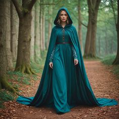 Embrace the allure of historical fantasy with our Medieval Women's Ren Faire Hooded Cloak. This stunning cloak is perfect for adding an element of mystery and elegance to your cosplay wardrobe. Crafted from high-quality, durable fabric, it features a deep hood and flowing silhouette, making it an ideal choice for Renaissance fairs, Gothic steampunk events, and vampire-themed parties. The versatile design and intricate detailing ensure that you'll stand out in any crowd, whether you're attending Cloak Fashion Modern, Medieval Long Sleeve Halloween Costumes, Gothic Cosplay Costume, Medieval Festival Long Sleeve Cosplay Costumes, Medieval Costumes For Fall Costume Party, Gothic Medieval Dress For Fall Costume Party, Medieval Costumes For Costume Party In Fall, Fantasy Cape Costume For Cosplay Events, Fantasy Cosplay Costume For Costume Party In Fall