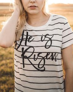 SALE He Is Risen-Women's Christian Graphic Tee,Christian Easter Shirts, Faith Tees, Easter Graphic Tee, Christian Shirts, Christian T Shirts Easter Graphic Print Short Sleeve Tops, Casual Easter Letter Print Tops, White Letter Print Top For Easter, Casual Easter Tops With Letter Print, Easter-themed White Tops With Letter Print, Easter White Letter Print Tops, Easter Graphic Print Crew Neck Top, Casual White Easter Tops, Casual White Tops For Easter