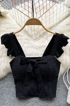 Material: PolyesterPattern Type: SolidDecoration: BowGender: WOMEN Size (cm): Length Bust Sleeve Waist One Size 37 80-90 / 60-70 Crop Top Swimsuit, Backless Tank Top, White Cami, Womens Cami, Black Camis, Beach Tops, Bandage Dress, Mesh Dress, Cute Casual Outfits