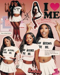 the cover of i love me magazine featuring three women in white outfits and one is holding a bottle