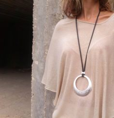 Round pendant necklace, Non leather lace necklace, Long necklace, Statement… Statement Necklace Gold, Eco Jewelry, Large Pendant Necklace, Large Necklace, Beads Pendant, Lace Necklace, Silver Necklace Statement, Round Pendant Necklace