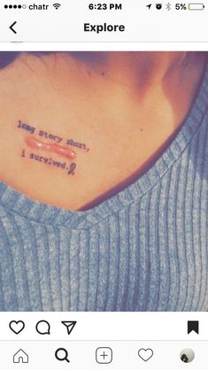 a woman's chest with the words, i love my boyfriend and i survived