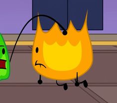 a cartoon character is trying to pull something out of the fire with his head and hands