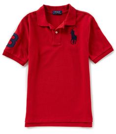 From Polo Ralph Lauren&#x2C; this polo shirt features:ribbed polo collar2 button placketshort-sleevesribbed cuffcontrasting big pony player on left chestcottonmachine washImported. Luxury Baby Clothes, Men And Babies, Polo Shirt Outfits, Kids Shirts Boys, Boys Fall Outfits, Polo Shirt Design, Ralph Lauren Menswear, Ralph Lauren Polo Shirts