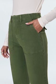 Relaxed, wide leg silhouette with a cropped, ankle length hem. Patch front pockets with seaming and button flap back pockets nod to utility design inspiration. Sophia is crafted from a comfort-driven trouser fabrication with stretch. 98% Cotton / 2% Spandex Imported Utility Design, Women Cargo Pants, Wide Leg Pant, Women Cargos, Mid Rise Jeans, Stretch Jeans, Women Collection, Ankle Length, Basil