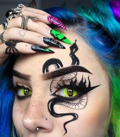 Blackwork Tutorial, Poison Nightmares, Aesthetic Eyeshadow, Holloween Makeup, Dipbrow Pomade, Face Paint Makeup, Mode Tips