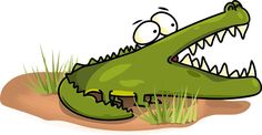 a cartoon crocodile is sitting in the grass