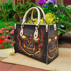 Flaming Skull Lava Leather Handbag - Vedlit 90s Goth Fashion, Rock Concerts, Touch Of Spice, Flaming Skull, Kawaii Socks, Y2k Necklace, Baby Tees Y2k, Kawaii Jewelry, Y2k Baby Tee