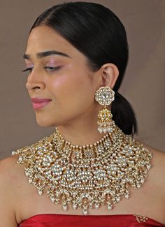 Double Layered Floral Bridal Necklace Set Riana by Shikha Jindal - Fabilicious Fashion Copper Choker, Indian Theme, Bridal Necklace Set, Indian Wedding Wear, Traditional Attire, Floral Bridal, Stunning Jewellery, Bridal Necklace, Wedding Wear