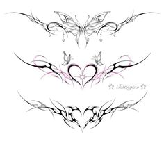 an artistic set of tattoos with hearts and wings on white background stock photo - budget conscious