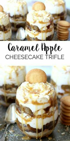 caramel apple cheesecake trifle is an easy dessert recipe that's ready to be eaten