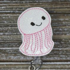 Pink And White Jellyfish Glitter Badge Holder, Pediatric Badge Holder Cheap Playful Pink Badge Holders, Cheap Everyday Pink Badge Holders, White Jellyfish, Glitter Vinyl, Belt Clip, Badge Holder, Badge Holders Lanyard, Badge Holders, Badge Reel