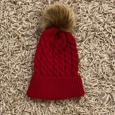 Perfect Condition- Never Worn - Have Two Of The Same Hat. Hat With Pom Pom, Red Hat, Boutique Accessories, Pom Pom Hat, Red Hats, Baby Hats, Kids Accessories, Accessories Hats, Pom Pom