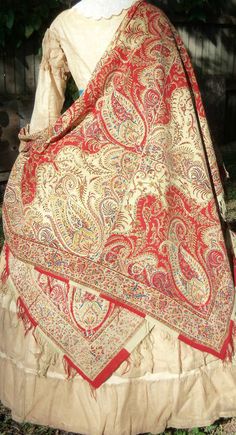 Paisley Shawl Victorian Shawl, Western Type, Kashmiri Suits, Ladies Shawl, 1860 Fashion, Vintage Shawls, 19th Century Fashion, Victorian Clothing