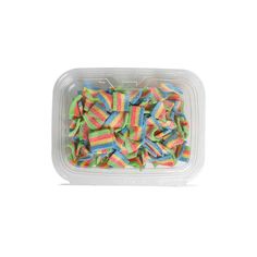 a plastic container filled with lots of colorful candy