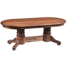 a wooden table with two legs and a round top on an isolated white background for use as a coffee table