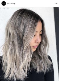 Asian Ashy Blonde, Ash Blonde Hair Asian, Ash Blonde Asian Hair, Cool Ash Blonde Balayage On Dark Hair, Ash Blonde Asian, Icy Blonde Balayage Brunettes, Asian Hair Balayage Ash, Ash Blonde Balayage Asian, Dark Roots Ash Blonde Hair Balayage