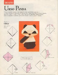 an origami panda is shown with instructions for how to make the paper animal