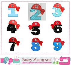 the numbers are decorated with pirate hats