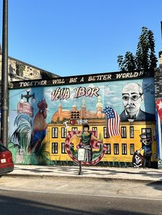 a large mural on the side of a building