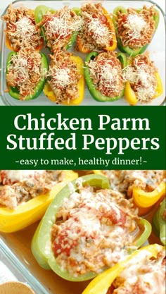 chicken parm stuffed peppers are an easy and healthy dinner