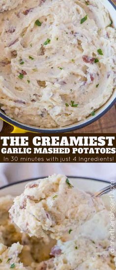 the creamiest garlic mashed potatoes in 30 minutes without 4 ingredients is ready to be eaten