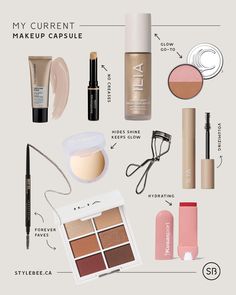 Makeup Capsule Collection, Minimal Travel Makeup, Capsule Makeup Bag, Minimal Makeup Kit, 5 Product Makeup Routine, Capsule Makeup Collection, Minimalist Makeup Products, Minimal Makeup Collection, Minimalist Makeup Collection