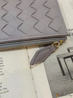 BirdinBag - Stylish Womens Woven Bifold Wallet: Premium Design and Functionality Gray Bags With Card Slots For Daily Use, Gray Bags With Card Slots For Everyday Use, Everyday Gray Bag With Card Slots, Daily Use Pouch Card Holder With Zipper, Grey Style, Elegant Pattern, Word Wrap, Bifold Wallet, Small Wallet