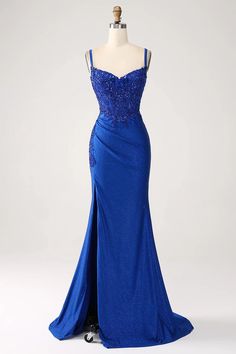 Sequin Royal Blue Mermaid Thin Shoulder Strap Sticker Long Prom Dress Breathtaking Prom Dresses, Royal Blue Dress Prom, Deep Blue Prom Dress, Ty Ball Dresses, Prom Dresses Sparkle, Prom Dresses Royal Blue, Royal Blue Long Dress, Royal Blue Formal Dress