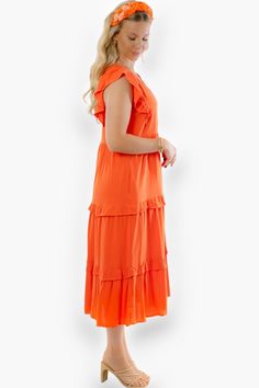 Step up your fashion game and make a statement with our Tillman Ruffle Tiered Midi Dress! This trendy dress is made from 100% rayon and features a vibrant orange color, V-neckline, and ruffle sleeves, adding a touch of femininity and flair. The tiered design and pockets make it both stylish and functional. Whether you're attending a summer event or just want to feel fabulous on a casual day out, this dress is sure to wow the crowd and make you stand out in style. Don't just smash fashion, smash it with confidence and grace in this chic midi dress.
Features:
Vibrant orange color for a bold and trendy look
V-neckline and ruffle sleeves add feminine touches
Tiered design and pockets for style and functionality
Made of 100% rayon for comfort and breathability
Perfect for any occasion - from Ga Chic Midi Dress, Midi Dress Chic, Orange Midi Dress, Baseball Outfit, Graphic Tee Dress, Trendy Dress, Tiered Midi Dress, Rayon Dress, Maxi Dresses Casual