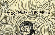 the cover art for too many thought's album, which features an image of a man