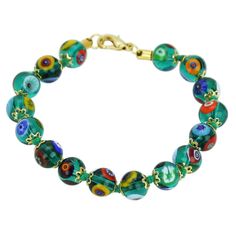 Add a touch of classic Venetian style to your outfit with this elegant Murano millefiori bracelet. Centuries-old Murano glass technique perfected by Italian master craftsmen is used to create colorful mosaic effect that is fun and trendy, yet classic and timeless. This is a unique piece of Venetian jewelry that will brighten up your look and your day. Each Murano Mosaic bracelet measures approximately 7 3/4 inches in length and comes with an attractive velvet pouch and a certificate of authentic Elegant Glass Bracelet Jewelry, Elegant Glass Beaded Bracelets, Elegant Beaded Glass Bracelets, Handmade Elegant Clear Bracelets, Elegant Glass Bracelets For Gifts, Elegant Handmade Clear Bracelets, Elegant Multicolor Round Beads Bracelet, Elegant Round Murano Glass Jewelry, Elegant Multicolor Czech Glass Bracelets