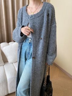 Similar products:    Gray Knitted Cardigan Coat  Material: 45.2% polyester + 21.4% acrylic + 17.6% nylon + 10.6% viscose + 4.1% wool + 1.1% spandex  Size: Free Size Color: Gray  Season: Spring, Autumn, Winter   Occasion: Leisure, Outdoor, Daily, Vacation Winter Acrylic Outerwear With Buttons, Fall Acrylic Outerwear With Buttons, Fall Acrylic Outerwear With Button Closure, Gray Winter Sweater Coat With Buttons, Gray Knitted Acrylic Outerwear, Gray Acrylic Cardigan For Fall, Long Gray Knit Sweater Coat, Long Fall Sweater With Buttons, Knit Sweater Coat With Button Closure For Fall