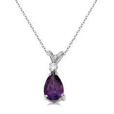 Pear Amethyst and Diamond Solitaire Pendant Necklace 14k White Gold-Allurez.com Luxury White Amethyst Necklace, White Amethyst Pendant Necklace, Pear-shaped Amethyst Necklace As A Gift, Dragon Goddess, Gift Pear-shaped Amethyst Necklaces, Pear-shaped Amethyst Necklace For Gift, Opal Jewellery, Diamond Solitaire Pendant, Classy Necklace