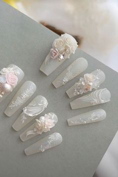 Baroque Nail Art, Rococo Nails, Shabby Chic Nails, Milky Nails, Asian Nails, Fantasy Nails