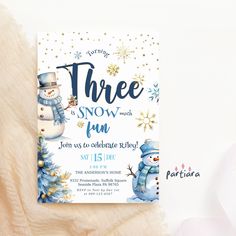 there is a snowman birthday party card