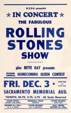 the rolling stones show poster is shown in blue