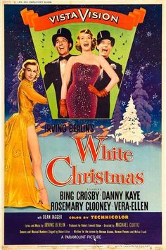 a poster for the movie white christmas starring actors from left to right, and an image of