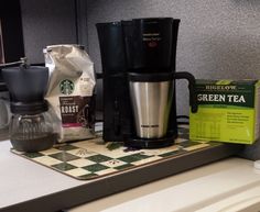 there are many different types of coffee on the counter