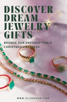 an advertisement for jewelry with the words discovery, dream, jewelry gifts browse our unforgettable christmas items