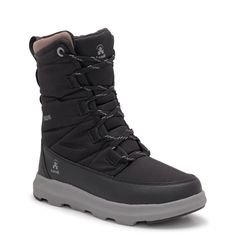 Kamik Women's Lea Mid Waterproof Winter Boot | The Shoe Company Waterproof Lace-up Boots For Winter, Waterproof Lace-up Nylon Boots, Insulated Lace-up Boots For Winter Outdoor Activities, Black Waterproof Lace-up Boots For Walking, Winter Waterproof Lace-up Boots For Cold Weather, Functional Winter Boots For Cold Weather, Black Weatherproof Lace-up Boots For Outdoor, Insulated Lace-up Boots For Winter, Weatherproof Nylon Boots For Cold Weather