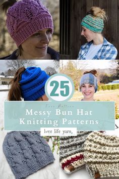 25 Free Messy Bun Hat Knitting Patterns for Bad Hair Days