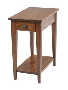 a small wooden table with one drawer