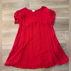 Umgee Red Dress With Flutter Sleeves. Never Worn, No Tags. Fringe On Sleeves And Hem Of Dress. Dress With Flutter Sleeves, Long Sleeve Boho Dress, Bell Sleeve Shift Dress, Embroidered Tunic Dress, Umgee Dress, Knit Tank Dress, Balloon Sleeve Dress, Womens Shift Dresses, Floral Embroidered Dress