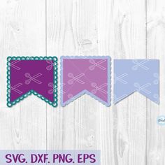 svg dxf file with three pennants on white wood plankers, one is