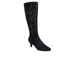 Impo's popular Namora tall shaft boot is crafted from stretch velvet embellished with sparkling sequins that catch the light from every angle! This stylish boot is sculpted with a snipped pointed toe then set on a sturdy low kitten heel. Show yours off with tucked-in denim and mini dresses alike. Velvet and sequin upper with fabric lining, Approx. 14 inch shaft height with easy zip-up closure, Approx. 13 inch shaft circumference, Stylish snip toe, Synthetic leather lined insole with Memory Foam Womens Boots Knee High, Knee High Dress, Knee High Boots Dress, Dress Boot, Womens Riding Boots, Velvet Boots, Stylish Boots, Wide Calf Boots, How To Stretch Boots