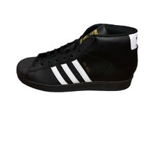 Adidas Pro Model Black And White Men Size 10 Black Adidas Logo Leather Skate Shoes, Black Adidas Leather Skate Shoes, Black Leather Adidas Skate Shoes, Black Leather Skate Shoes With Adidas Logo, Adidas Mid-top Leather Basketball Shoes, Mid-top Leather Basketball Shoes With Adidas Logo, Black Leather Adidas High-top Sneakers, Black Leather High-top Sneakers With Adidas Logo, Adidas Mid-top Skate Shoes With White Sole