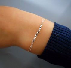 Silver Bar Bracelet, Delicate Sterling Silver Bracelet, Disco Ball Beads Bar Bracelet, Silver Faceted Beads Bracelet, Everyday Bracelet #503 Bracelets Amazon, Silver Bar Bracelet, Vintage Gold Engagement Rings, Wedding Bracelets, Bar Wedding, Bead Bar, Everyday Bracelet, Bar Bracelet, Sterling Bracelets